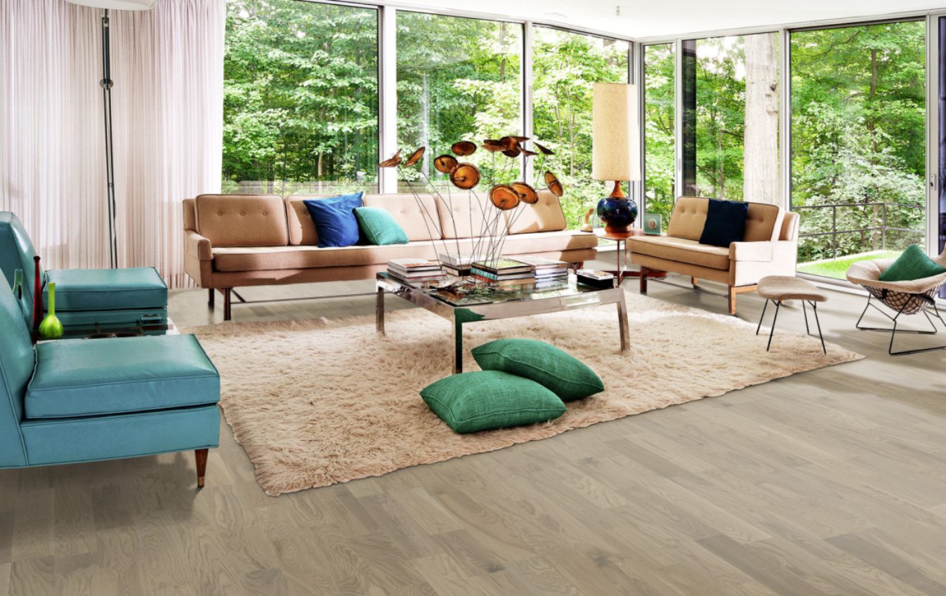 Паркетная доска Kahrs Люмен Дуб Туман Dim 152N7BEKD4KW240 Lively 2423×200×15 фото в интерьере